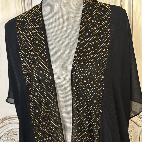 Jessica Mc Clintock Sheer with Rose Gold Faux Rhinestone Embellished  Kimono NWT - Picture 4 of 12
